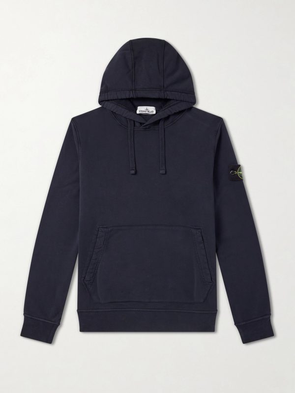 Logo-Appliquéd Garment-Dyed Cotton-Fleece Hoodie