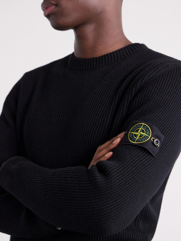 Logo-Appliquéd Ribbed Virgin Wool Sweater - CU Logo-Appliquéd Ribbed Virgin Wool Sweater - CU