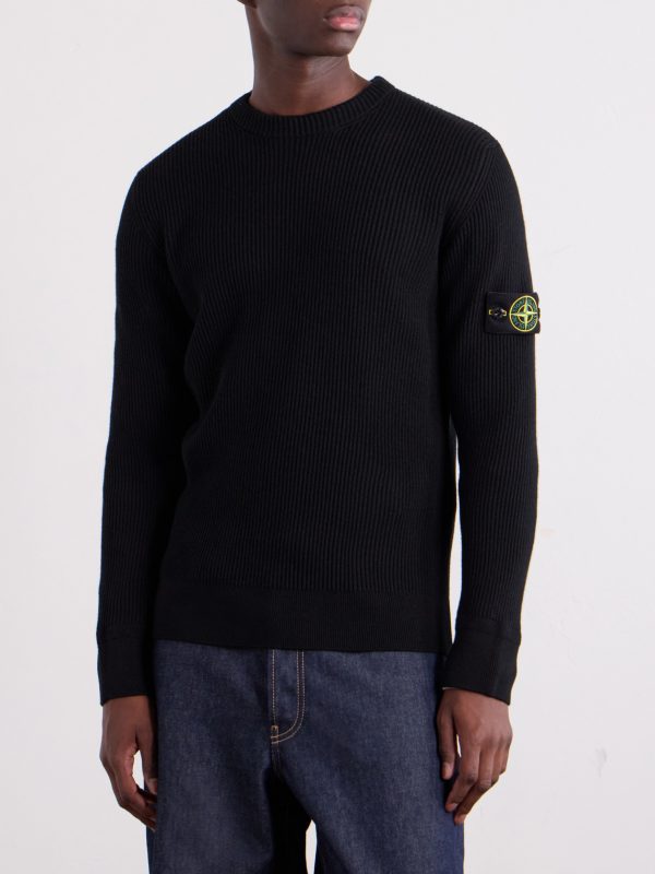 Logo-Appliquéd Ribbed Virgin Wool Sweater - FR Logo-Appliquéd Ribbed Virgin Wool Sweater - FR