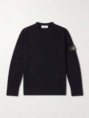 Logo-Appliquéd Ribbed Virgin Wool Sweater Logo-Appliquéd Ribbed Virgin Wool Sweater