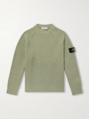 Logo-Appliquéd Ribbed Cotton-Bouclé Sweater