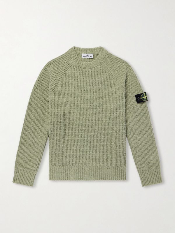 Logo-Appliquéd Ribbed Cotton-Bouclé Sweater Logo-Appliquéd Ribbed Cotton-Bouclé Sweater