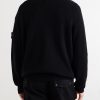 Ribbed Cotton Zip-Up Sweater - BK Ribbed Cotton Zip-Up Sweater - BK