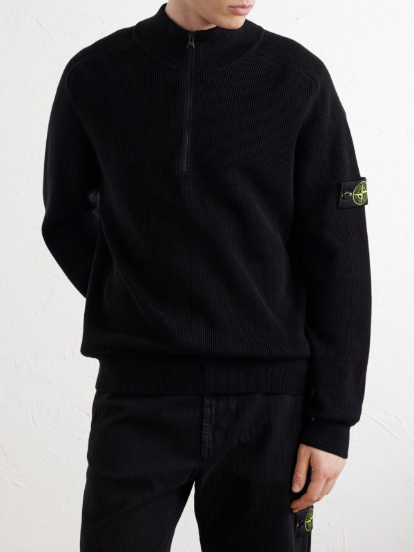 Ribbed Cotton Zip-Up Sweater - FR Ribbed Cotton Zip-Up Sweater - FR