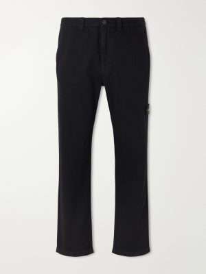 Logo-Appliquéd Straight-Leg Herringbone Cotton Trousers