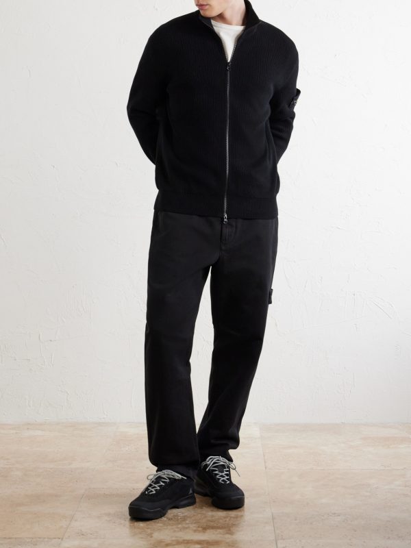 Logo-Appliquéd Straight-Leg Herringbone Cotton Trousers - OU