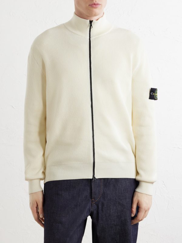 Ribbed Cotton Zip-Up Sweater - FR