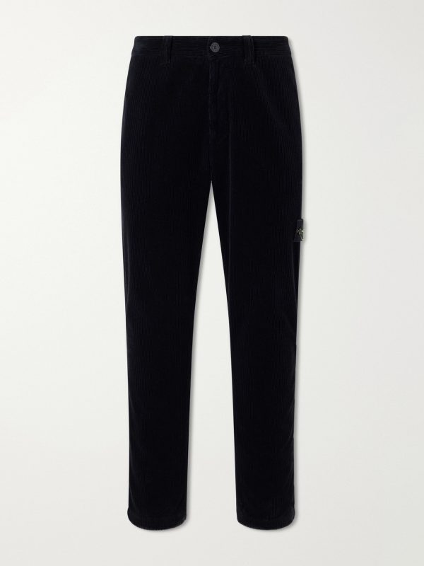Straight-Leg Logo-Appliquéd Garment-Dyed Cotton-Corduroy Trousers Straight-Leg Logo-Appliquéd Garment-Dyed Cotton-Corduroy Trousers