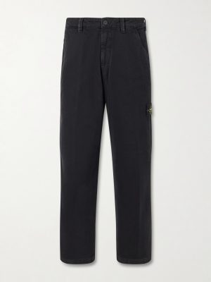 Logo-Appliquéd Straight-Leg Cotton-Canvas Trousers