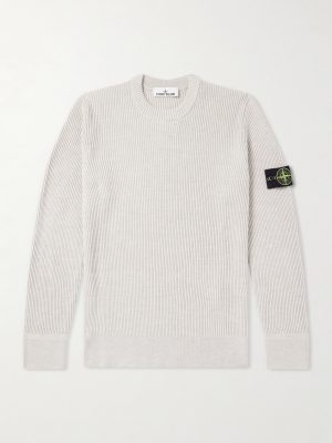 Logo-Appliquéd Ribbed Virgin Wool Sweater Logo-Appliquéd Ribbed Virgin Wool Sweater