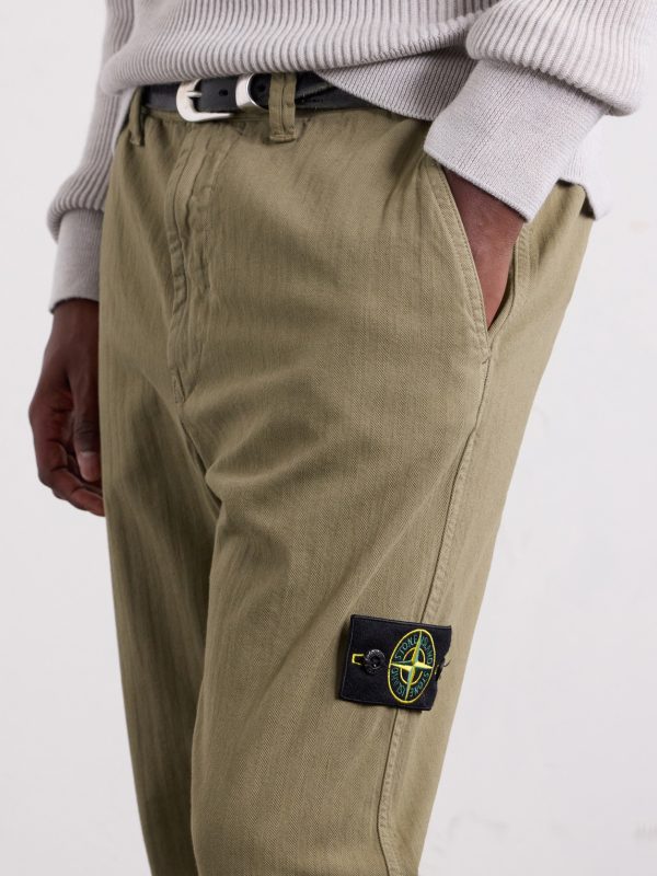 Logo-Appliquéd Straight-Leg Herringbone Cotton Trousers - CU Logo-Appliquéd Straight-Leg Herringbone Cotton Trousers - CU
