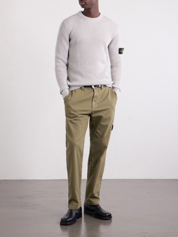 Logo-Appliquéd Straight-Leg Herringbone Cotton Trousers - OU Logo-Appliquéd Straight-Leg Herringbone Cotton Trousers - OU