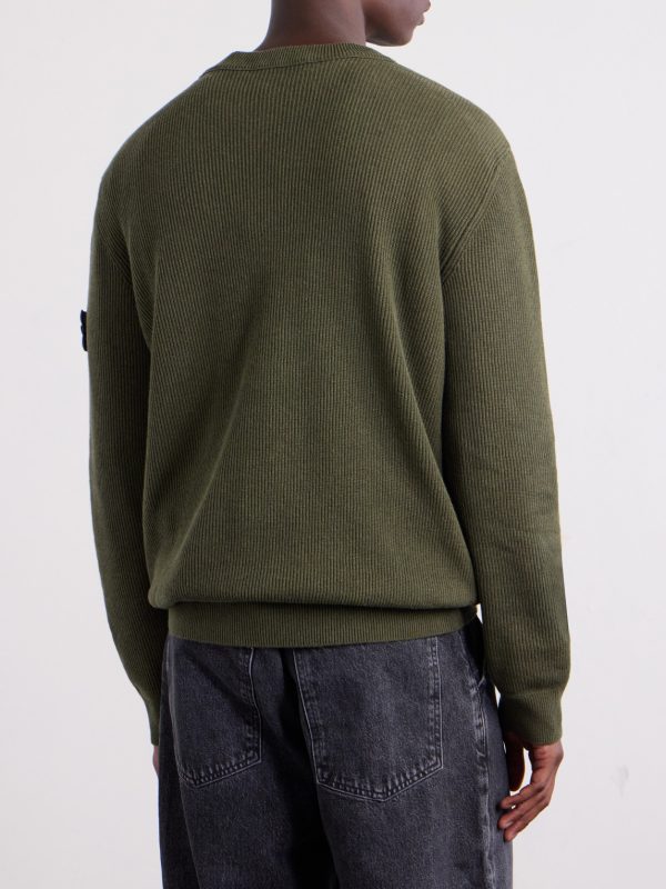 Logo-Appliquéd Ribbed Cotton Sweater - BK Logo-Appliquéd Ribbed Cotton Sweater - BK