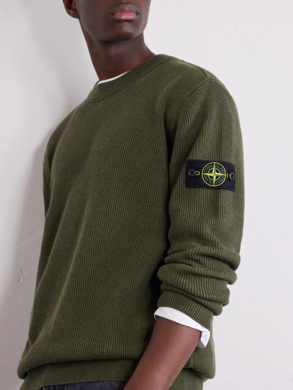 Logo-Appliquéd Ribbed Cotton Sweater - CU Logo-Appliquéd Ribbed Cotton Sweater - CU