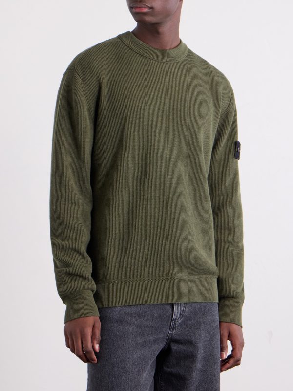 Logo-Appliquéd Ribbed Cotton Sweater - FR Logo-Appliquéd Ribbed Cotton Sweater - FR