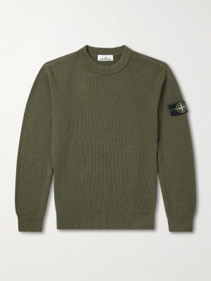 Logo-Appliquéd Ribbed Cotton Sweater Logo-Appliquéd Ribbed Cotton Sweater
