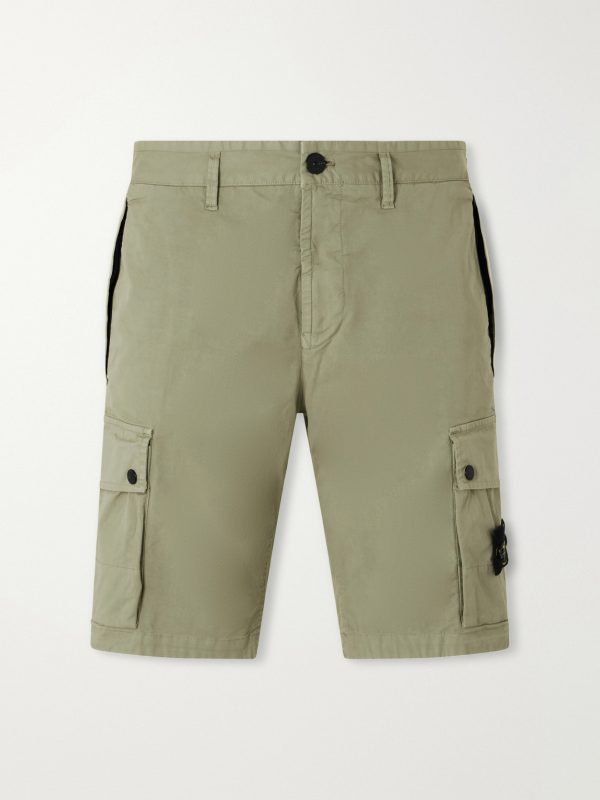 Straight-Leg Cotton-Blend Twill Cargo Shorts