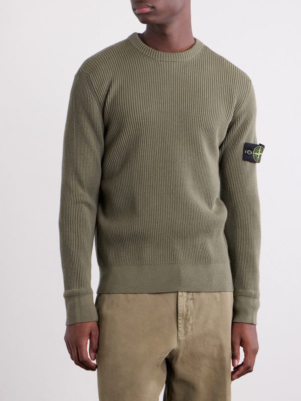 Logo-Appliquéd Ribbed Cotton-Blend Sweater - FR