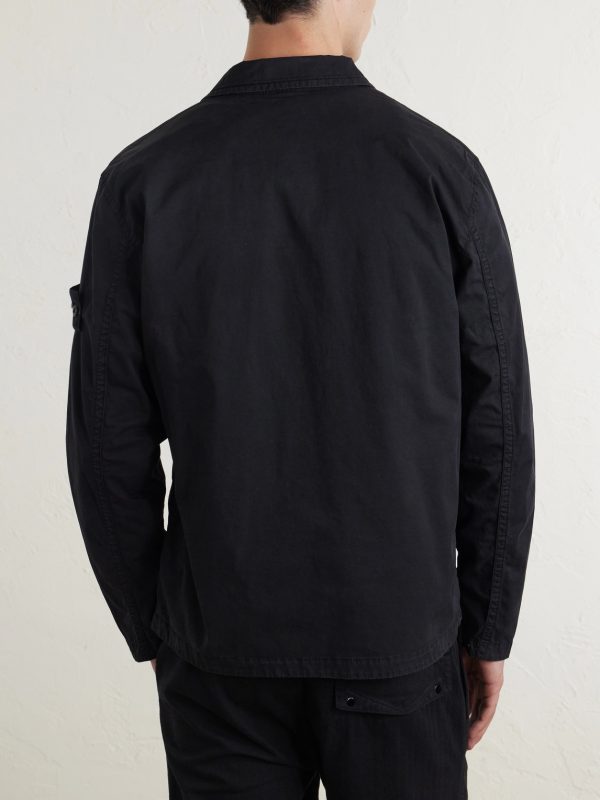 Garment-Dyed Cotton-Blend Twill Overshirt - BK