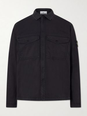 Garment-Dyed Cotton-Blend Twill Overshirt