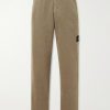 Logo-Appliquéd Straight-Leg Garment-Dyed Cotton Trousers Logo-Appliquéd Straight-Leg Garment-Dyed Cotton Trousers
