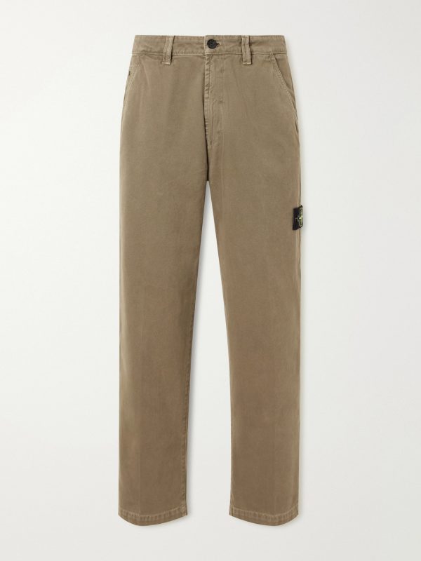 Logo-Appliquéd Straight-Leg Garment-Dyed Cotton Trousers Logo-Appliquéd Straight-Leg Garment-Dyed Cotton Trousers