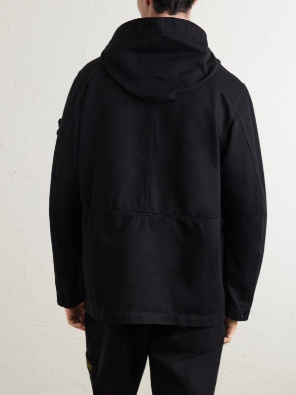 Garment-Dyed Cotton Hooded Jacket - BK Garment-Dyed Cotton Hooded Jacket - BK