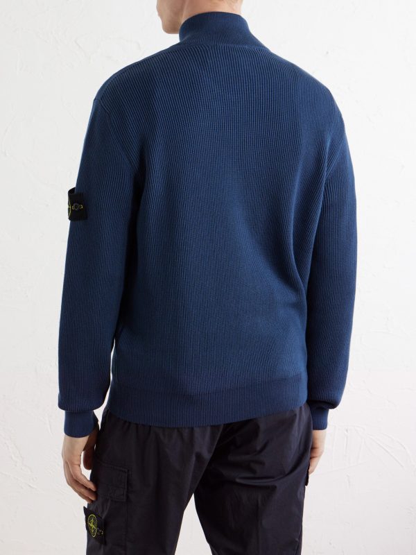 Ribbed Cotton Zip-Up Sweater - BK