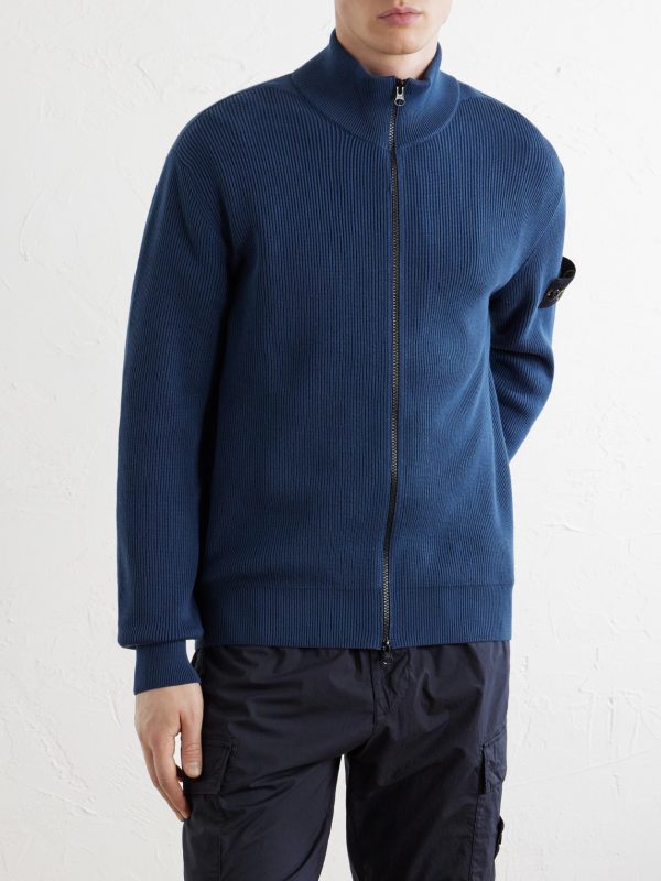 Ribbed Cotton Zip-Up Sweater - FR