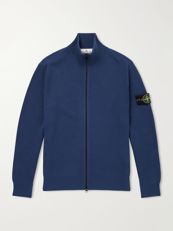 Ribbed Cotton Zip-Up Sweater