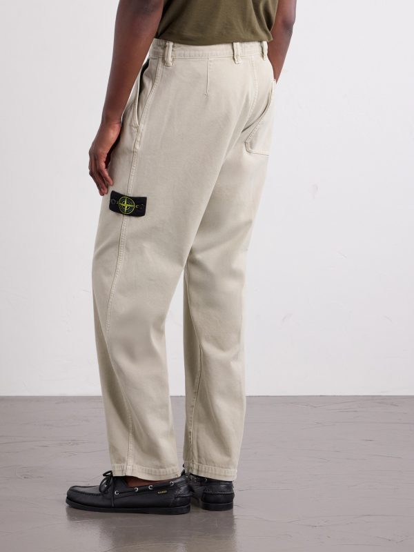 Logo-Appliquéd Straight-Leg Garment-Dyed Cotton Trousers - BK Logo-Appliquéd Straight-Leg Garment-Dyed Cotton Trousers - BK