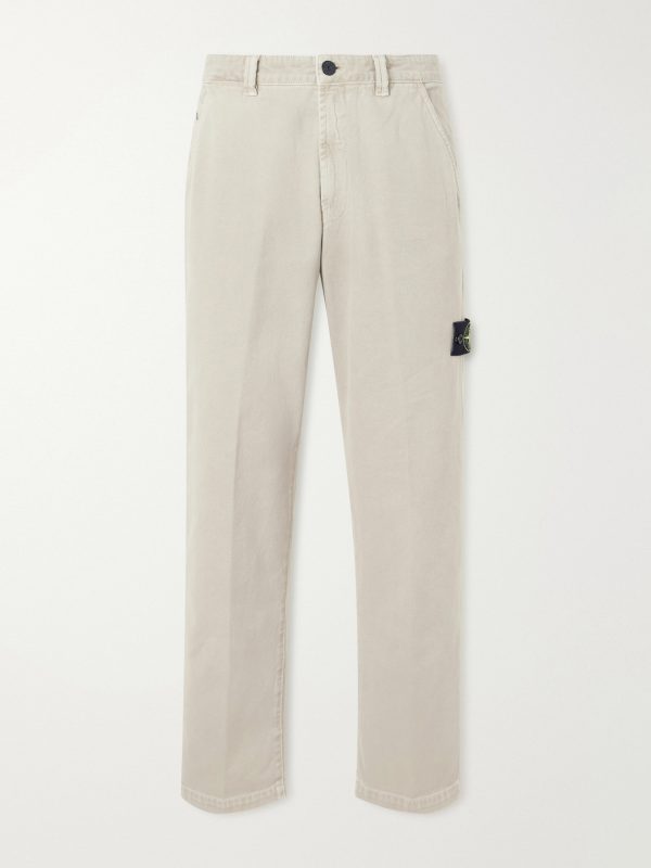 Logo-Appliquéd Straight-Leg Garment-Dyed Cotton Trousers Logo-Appliquéd Straight-Leg Garment-Dyed Cotton Trousers
