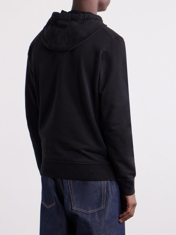 Logo-Appliquéd Garment-Dyed Cotton-Fleece Hoodie - BK