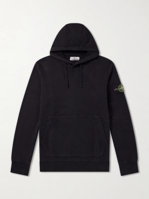 Logo-Appliquéd Garment-Dyed Cotton-Fleece Hoodie