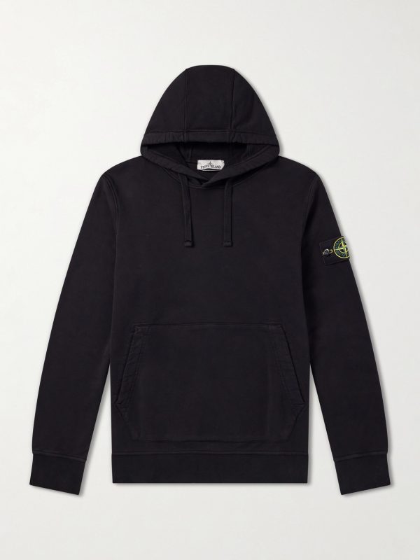 Logo-Appliquéd Garment-Dyed Cotton-Fleece Hoodie