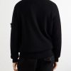 Ribbed Cotton Zip-Up Sweater - BK Ribbed Cotton Zip-Up Sweater - BK