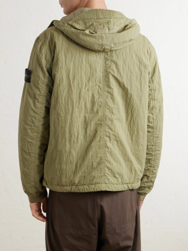 Garment-Dyed Padded Crinkled-Nylon Hooded Jacket - BK Garment-Dyed Padded Crinkled-Nylon Hooded Jacket - BK
