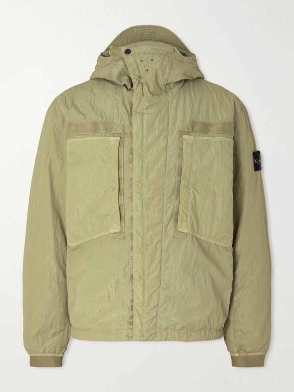 Garment-Dyed Padded Crinkled-Nylon Hooded Jacket Garment-Dyed Padded Crinkled-Nylon Hooded Jacket