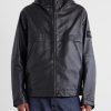 Logo-Appliquéd Leather Hooded Jacket - FR Logo-Appliquéd Leather Hooded Jacket - FR