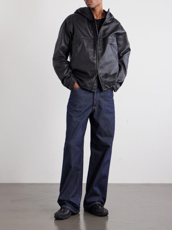 Logo-Appliquéd Leather Hooded Jacket - OU Logo-Appliquéd Leather Hooded Jacket - OU