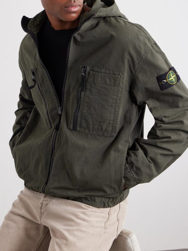 Logo-Appliquéd Garment-Dyed Cotton Ripstop Hooded Jacket - CU Logo-Appliquéd Garment-Dyed Cotton Ripstop Hooded Jacket - CU