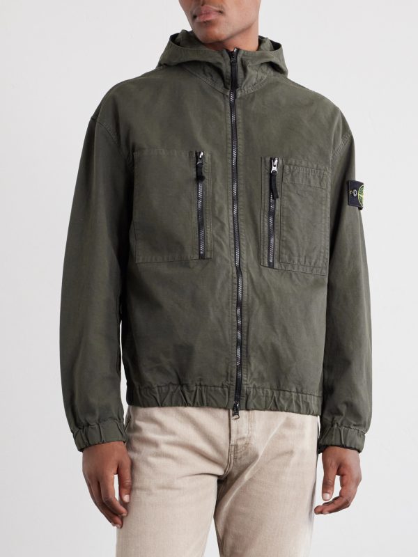 Logo-Appliquéd Garment-Dyed Cotton Ripstop Hooded Jacket - FR Logo-Appliquéd Garment-Dyed Cotton Ripstop Hooded Jacket - FR
