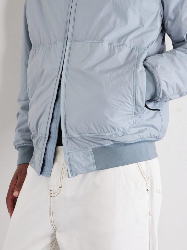 Logo-Appliquéd Padded Garment-Dyed Crinkled-Shell Hooded Jacket - CU