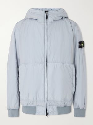 Logo-Appliquéd Padded Garment-Dyed Crinkled-Shell Hooded Jacket