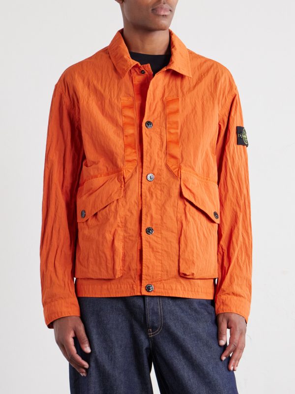 Logo-Appliquéd Padded Garment-Dyed Crinkled-Shell Jacket - FR