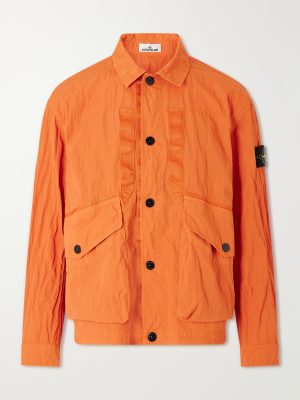 Logo-Appliquéd Padded Garment-Dyed Crinkled-Shell Jacket