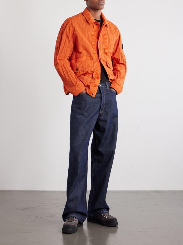 Logo-Appliquéd Padded Garment-Dyed Crinkled-Shell Jacket - OU