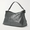 Le City Moto Medium Embellished Crinkled-Leather Messenger Bag - BK Le City Moto Medium Embellished Crinkled-Leather Messenger Bag - BK