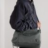 Le City Moto Medium Embellished Crinkled-Leather Messenger Bag - OU Le City Moto Medium Embellished Crinkled-Leather Messenger Bag - OU