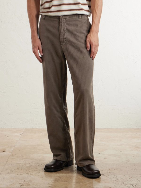 Genua Wide-Leg Herringbone Cotton-Blend Trousers - FR Genua Wide-Leg Herringbone Cotton-Blend Trousers - FR